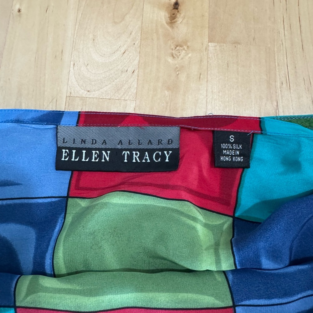 Vintage Linda Allard Ellen Tracy 100% Silk Wrap Skirt Size S Colorful READ - Picture 3 of 11